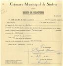 Registo de velocípede de marca Mentor, com o nº 6653, em nome de João Roldão de Deus Lameiras, morador em Rua Francisco dos Santos, Sintra.