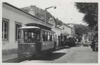 Elétricos junto à estação de Caminhos de Ferro de Sintra.