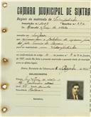 Registo de matricula de velocipedista em nome de Ricardo Luís de Melo, morador em Sintra, com o nº de inscrição 1003.