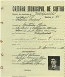 Registo de matricula de velocipedista em nome de Celestino Miguel, morador no Coutinho Afonso, com o nº de inscrição 1877.