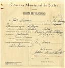 Registo de velocípede de marca Famel, com o nº 7705, em nome de João Lourenço, morador em Rio de Mouro.