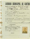 Registo de matricula de velocipedista em nome de João [Sykes] das Neves, morador em São Pedro, com o nº de inscrição 931.