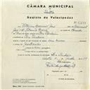Registo de velocípede com o nº 5299, em nome de Vitorino Manuel José, morador em Pero Pinheiro.