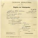 Registo de velocípede com o nº 2594, em nome de João da Silva Ferreira, morador em Belas.