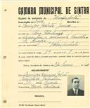 Registo de matricula de velocipedista em nome de Domingos Galrão Júnior, morador em Pero Pinheiro, com o nº de inscrição 2004.