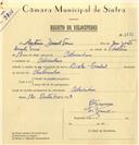 Registo de velocípede de marca Cicles Pombal, com o nº 6683, em nome de António Duarte Tomé, morador em Odrinhas.