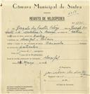 Registo de velocípede de marca Caravela, com o nº 6975, em nome de Gonçalo dos Santos Veloso, morador em Mucifal.