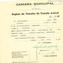 Registo de um veiculo de duas rodas tirado por um animal de espécie muar destinado a transporte de mercadorias em nome de José Clemente, morador em Almoçageme.