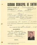 Registo de matricula de velocipedista em nome de Sabino Sousa Lourenço, morador em Lourel, com o nº de inscrição 2005.