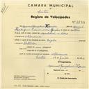 Registo de velocípede com o nº 2590, em nome de Manuel Gonçalves Xavier, morador em Almornos.