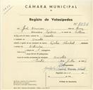 Registo de velocípede de marca Cycles Pombal, com o nº 3096, em nome de João Francisco, morador em Sacotes.