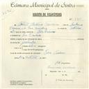 Registo de velocípede com o nº 4900, em nome de Artur António Francisco, morador em Pero Pinheiro.