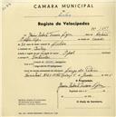 Registo de velocípede com o nº 1819, em nome de Jaime Roberto Teixeira Lopes, morador em Queluz.