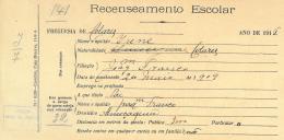 Recenseamento escolar de Irene Franco, filha de Joaquim Franco, moradora em Almoçageme.