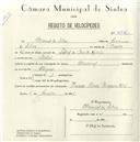 Registo de velocípede de marca Nacional, com o nº 4936, em nome de Manuel da Silva, morador em Belas.