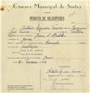 Registo de velocípede de marca Caravela, com o nº 6895, em nome de António Sequeira Franco, morador em Janas.