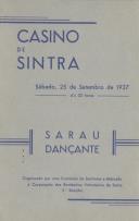 Programa de um sarau dançante organizado por uma Comissão de Senhoras e dedicado à Corporação dos Bombeiros Voluntários de Sintra.