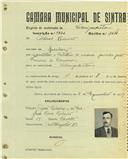 Registo de matricula de velocipedista em nome de Albino Ribeiro, morador em Queluz, com o nº de inscrição 1833.