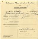 Registo de velocípede de marca Raio, com o nº 7350, em nome de José António Costa Barbosa, morador em Lourel.