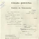 Registo de velocípede de marca Raio, com o nº 4462, em nome de Manuel Duarte Raio, morador em Sintra.