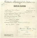 Registo de velocípede da marca Raio, com o nº 4655, em nome de Dionísio Bordalo Sapina, morador em Casais da Cabrela.