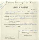 Registo de velocípede de marca Raleigh, com o nº 5401, em nome de João António Capucho d'Arbues Moreira, morador em Vale de Lobos.