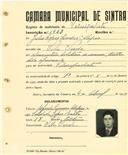 Registo de matricula de velocipedista em nome de Júlio Lopes Simões Alípio, morador em Vila Verde, com o nº de inscrição 1943.