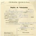 Registo de velocípede de marca Royal Nord, com o nº 4090, em nome de Ernesto Fernandes, morador em Ranholas.