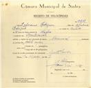 Registo de velocípede de marca Nacional, com o nº 9813, em nome de Zeferino Rodrigues, morador em Montelavar.