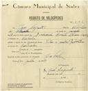 Registo de velocípede de marca Vilar, com o nº 8126, em nome de José Augusto, morador em Cabrela.