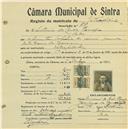 Registo de matricula de velocipedista em nome de António da Costa Onofre, morador em Belas, com o nº de inscrição 718.