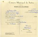Registo de velocípede com o nº 9739, em nome de Ricardo da Silva, morador em Pero Pinheiro.