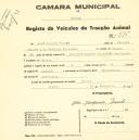 Registo de um veiculo de duas rodas tirado por duas animais de espécie asinina destinado a transporte de mercadorias em nome de José Joaquim Duarte, morador em Areias.