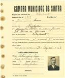 Registo de matricula de velocipedista em nome de José Luís Mares, morador em Pero Pinheiro, com o nº de inscrição 2789.