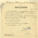 Registo de velocípede de marca Raleigh, com o nº 5869, em nome de Ernesto Paiva Andrade Rau, morador em Quinta da Penha Verde, Sintra.