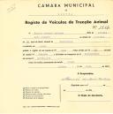 Registo de um veiculo de duas rodas tirado por um animal de espécie asinina destinado a transporte de mercadorias em nome de Manuel António Antunes, morador em Janas.