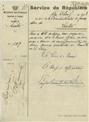 Ofício dirigido ao Administrador do Concelho de Sintra, proveniente da Repartição de Finanças do Concelho de Sintra, referente ao arrolamento dos bens móveis existentes na Quinta de D. Dinis.