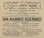 Programa do filme "Um Marido Solteiro" com a participação de Laura Alves, Eugénio Salvador, Santos Carvalho e Alves da Costa.