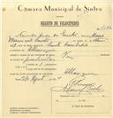 Registo de velocípede com o nº 7286, em nome de Fernando Dias dos Santos, morador em Albarraque.