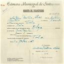 Registo de velocípede de marca Olga, com o nº 5297, em nome de António Ventura Alves, morador em Tala.