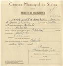Registo de velocípede de marca Nacional, com o nº 7922, em nome de David Duarte de Barros Cardador, morador em Bolembre.