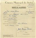 Registo de velocípede com o nº 6995, em nome de João Bispo Gomes, morador em Pero Pinheiro.