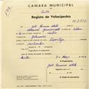 Registo de velocípede de marca Oscar, com o nº 2902, em nome de João Firmino Mota, morador em Galamares.