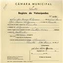 Registo de velocípede de marca Vitoria, com o nº 4126, em nome de José das Neves Salgueiro, morador em Algueirão.