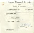 Registo de velocípede com o nº 8967, em nome de João Carlos Ferreira Lopes, morador em Rinchoa.