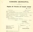 Registo de um veiculo de duas rodas tirado por dois animais de espécie bovina destinado a transporte de mercadorias em nome de José Pedro, morador em Fontanelas.