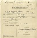 Registo de velocípede com o nº 7873, em nome de José da Purificação Pereira, morador em Mem Martins.