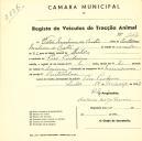 Registo de um veiculo de duas rodas tirado por dois animais de espécie bovina destinado a transporte de mercadorias em nome de Vítor Madeira da Castro, morador em Pero Pinheiro.