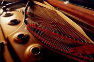 Cordas de um piano na sala de musica do Palácio Nacional de Queluz. 