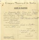 Registo de velocípede de marca Vilar, com o nº 6371, em nome de Joaquim José Maria, morador em Linhó.
